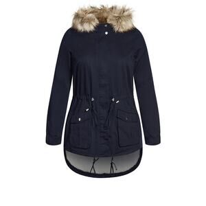 City Chic Explorer Navy Parka, Size 18